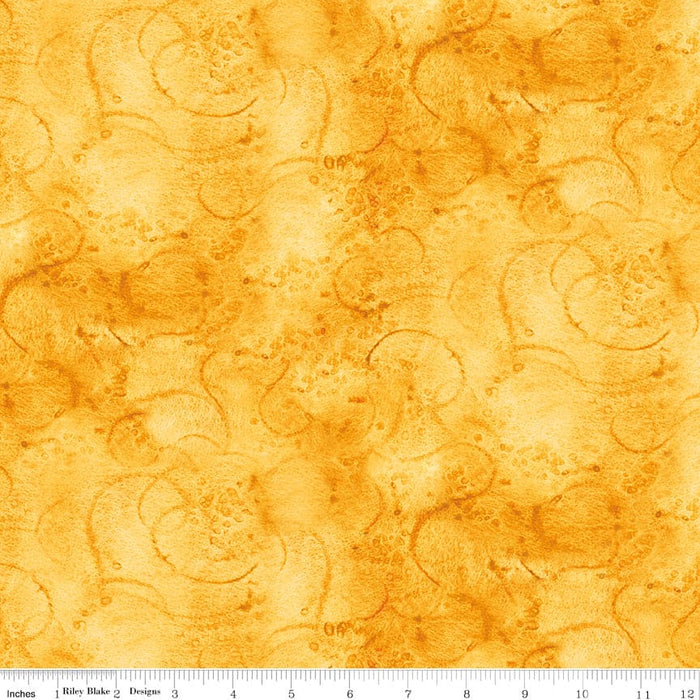 Swirl - Painter's Watercolor Swirl - per yard - Janet Wecker Frisch- Riley Blake Designs - Tone on Tone Swirls - Mustard Seed Yellow - C680 MUSTARDSEED-Yardage - on the bolt-RebsFabStash