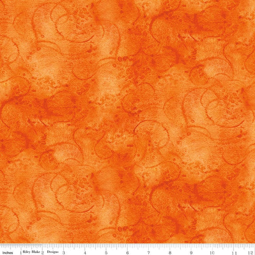 Swirl - Painter's Watercolor Swirl - per yard - Janet Wecker Frisch- Riley Blake Designs - Tone on Tone Swirls - Orange - C680 ORANGE-Yardage - on the bolt-RebsFabStash