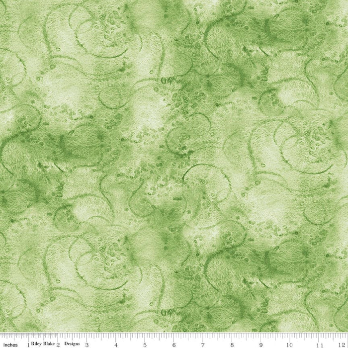 Swirl - Painter's Watercolor Swirl - per yard - Janet Wecker Frisch- Riley Blake Designs - Tone on Tone Swirls - Medium Green - C680 MEDGREEN