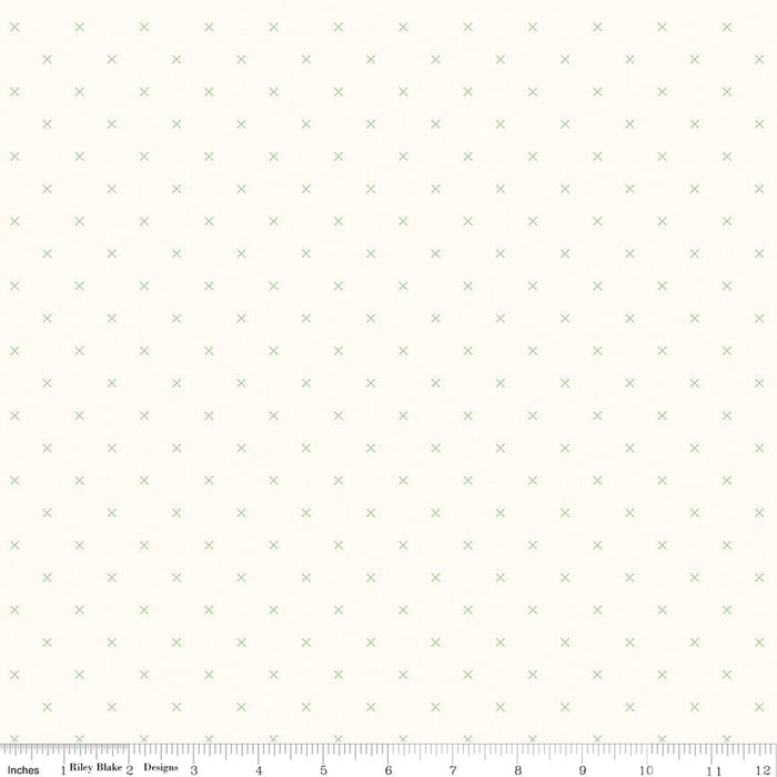 Bee Cross Stitch - Per Yard - by Lori Holt of Bee in My Bonnet for Riley Blake Designs - Basics, Tonal, Blender - C745 Riley Teal