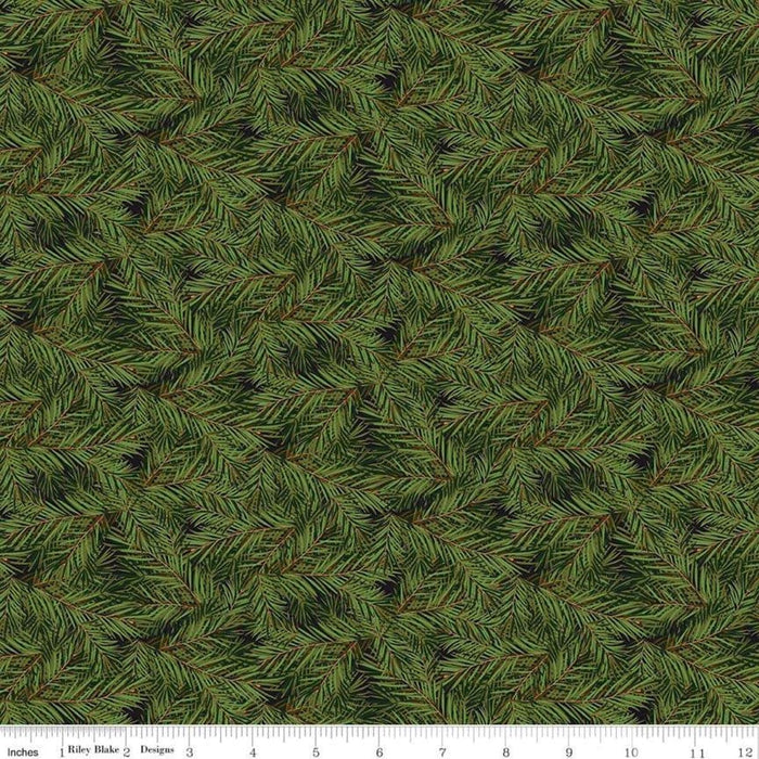 Christmas Memories - Black Pine Branches - per yard -by Riley Blake Designs- Winter - Coordinates with Christmastime is Here - C8697-BLACK-Yardage - on the bolt-RebsFabStash