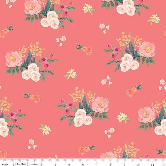 Flower Market Collection by Jen Allyson - Riley Blake - By The Yard - Hoops - Geometric Coral on Pink C8924