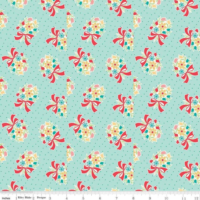 Lori Holt Vintage Happy 2 Fabric -Per Yard -Riley Blake - WIDE BACK 108" wide Blossom on CORAL WB9136