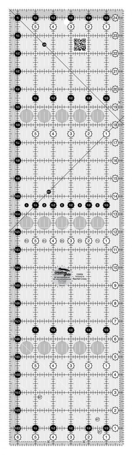 Creative Grids Quilt Ruler - 6.5" x 24.5" - by Rachel Cross for Creative Grids - rectangle ruler - CGR24-Buttons, Notions & Misc-RebsFabStash