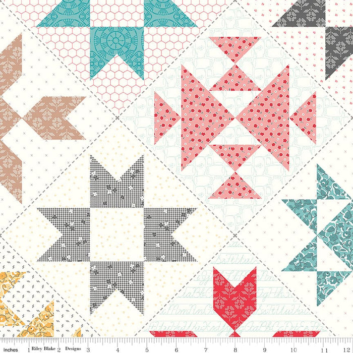 Stitch Fabric Collection by Lori Holt 108" Wide Back Multi Cheater Print at RebsFabStash