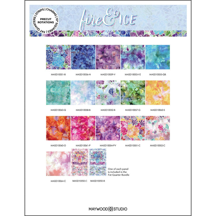 NEW! Fire & Ice - Tossed Floral - Per Yard - by Maywood Studio - Floral - Blue - MASD10052-B