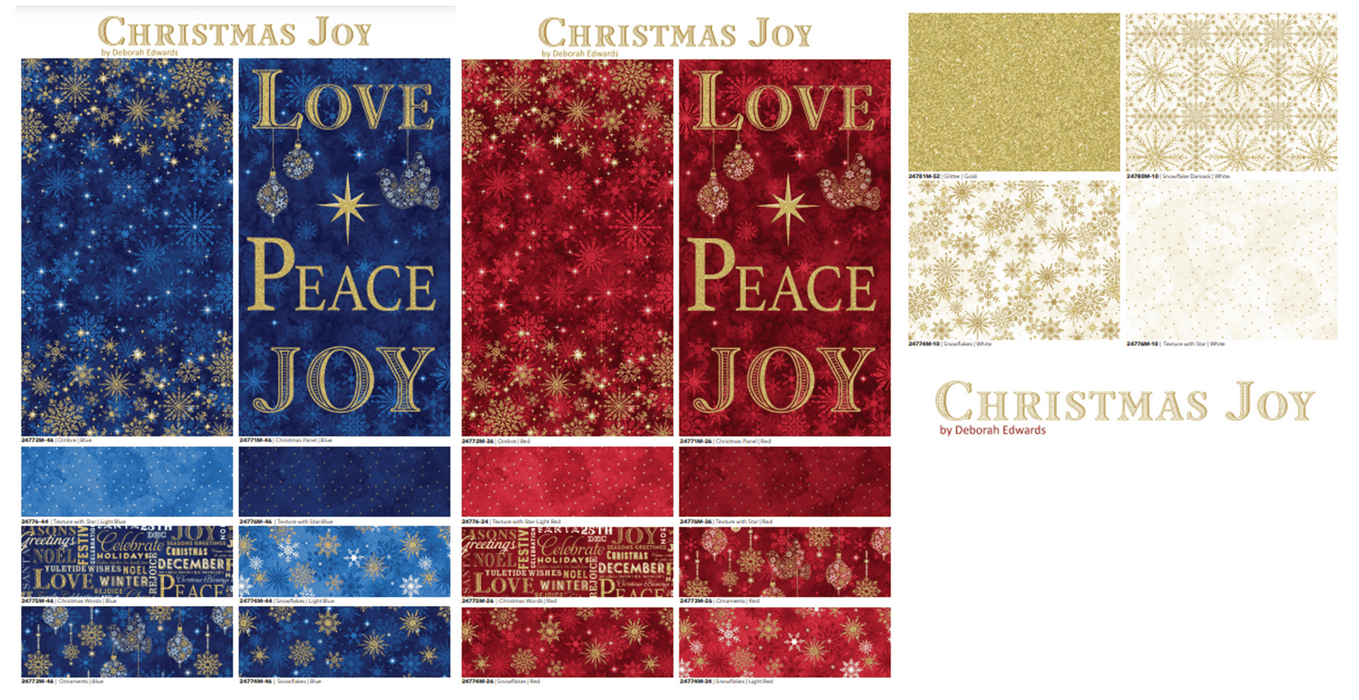 NEW! Stonehenge Christmas Joy - Christmas Words - Per Yard - by Deborah Edwards for Northcott - Metallic, Red - 24775M-26