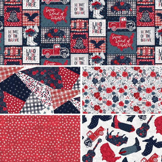 Clearance! American Dreamer - Americana Toss - White - Per Yard - by AmyLee Weeks for 3 Wishes - 3AMERICANDRE-20246-WHT