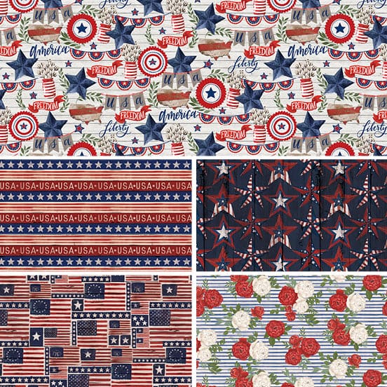 Heart of America - Patriotic Stars - Navy - Per Yard - by Loni Harris for 3 Wishes - 3HEARTOFAMER-20249-NVY