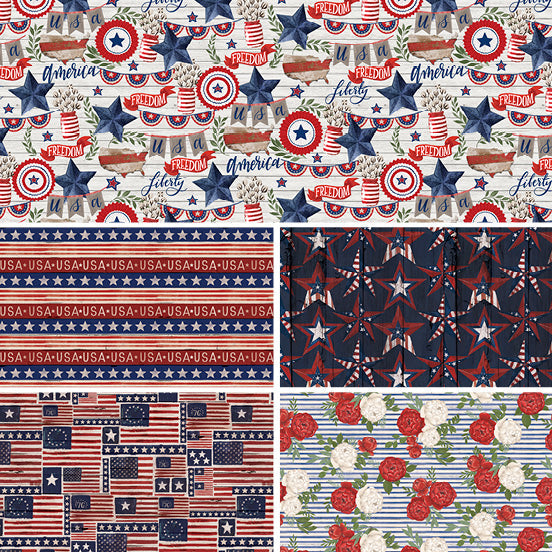 NEW! Heart of America Quilt KIT - Fabric by Lori Harris for 3 Wishes - finished size 48 1/2" x 48 1/2"