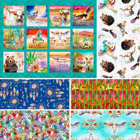 NEW! Whimsical West - Horse Stampede - Multi - Per Yard - Digital Print - by Connie Haley for 3 Wishes - 3WHIMSICALWE-20276-MLT