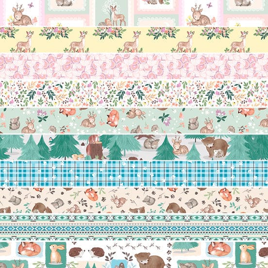Woodland Wander-Blue - Forest Wander - Gray - Forest Animals - Per Yard - by Jo Taylor for 3 Wishes - 3WOODLANDWAN-20237-GRY
