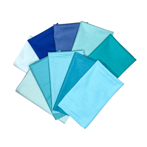 Confetti Cottons by Riley Blake Designs - PROMO Fat Quarter Bundle - (10) 18" x 21" pieces - Blues - solids - shades of blue-Fat Quarters/F8s/Bundles-RebsFabStash