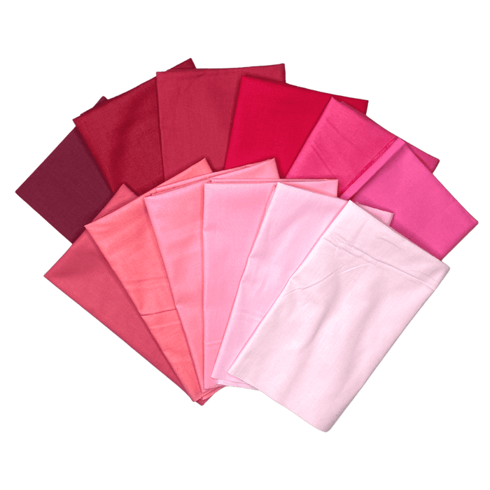 Confetti Cottons - Reds and Pinks -  PROMO Fat Quarter Bundle - (12) 18" x 21" pieces - SOLIDS - Riley Blake Designs