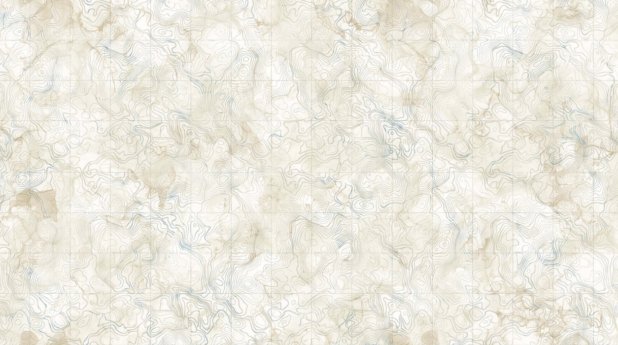 Altitude Map - By Deborah Edwards and Melanie Samra for Northcott - Digital Print - Contour Map White - RebsFabStash