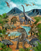 Stonehenge Prehistoric World - Oversized Dinosaur PANEL! - Per 43" x 54" Panel - by Linda Ludovico for Northcott - Digital Print - Teal Multi - RebsFabStash