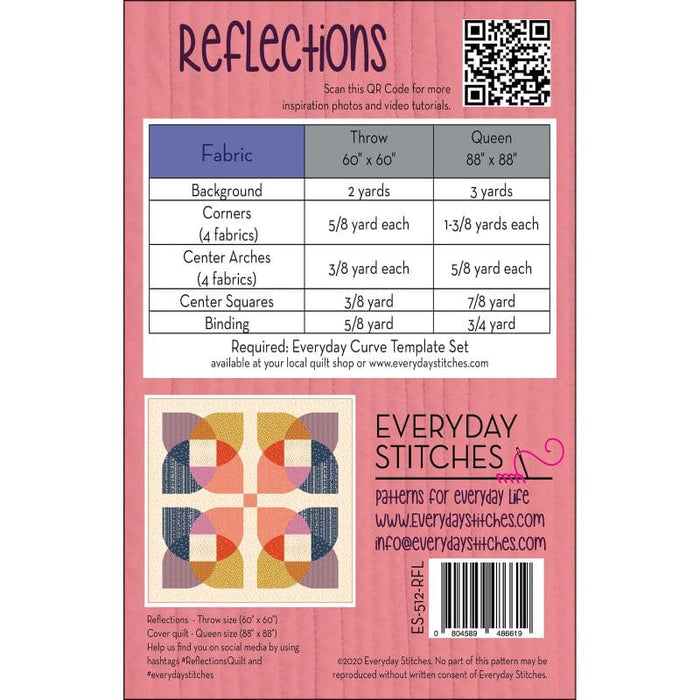 Reflections - Quilt PATTERN - Everyday Stitches - An Everyday Curve Pattern - 2 Sizes! - ES-512-RFL
