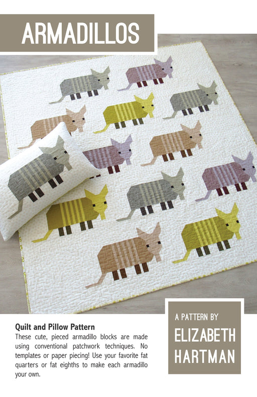 elizabeth hartman quilt pattern - armadillo quilt - pillow pattern - desert animal quilt