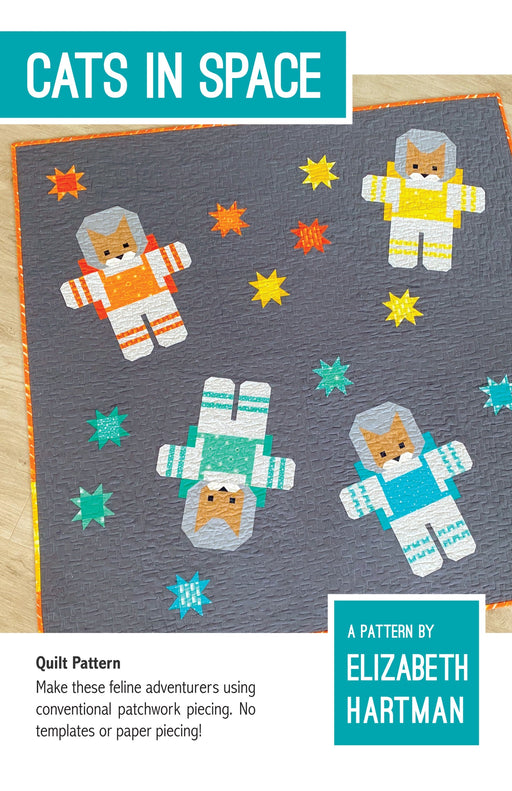 elizabeth hartman quilt pattern - astronaut - cat - stars - space 