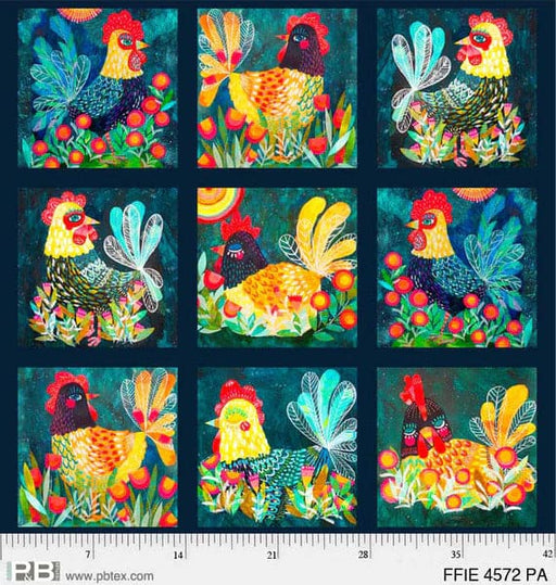 NEW! Feathered Fiesta - Block PANEL - Per Panel - by Eulalia Mejia - P&B Textiles - 42" x 42" Large Panel- FFIE 04572 PA-Panels-RebsFabStash