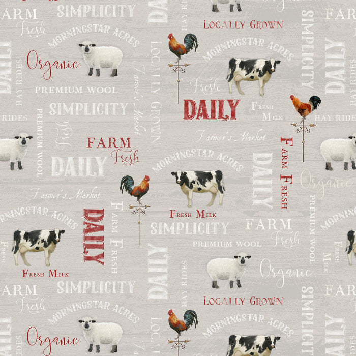 Farm Fresh - Animals Blue - per yard - Audrey Jeanne Roberts for P & B Textiles - FFRE-04908-B