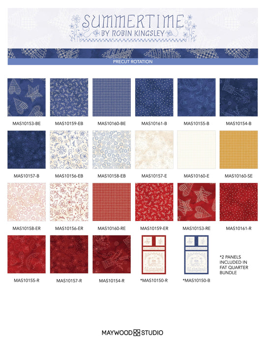 Summertime - Summertime Blocks PANEL! - Per 27" x 43" Panel - by Robin Kingsley for Maywood Studio - Red - MAS10351 R