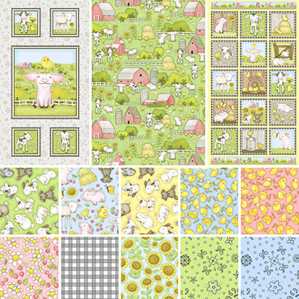 NEW! Farm Babies - Cherries and Sunflowers - Pink - Floral - Per Yard - by Beth Logan for Henry Glass - FARMBABIES Q-554-22
