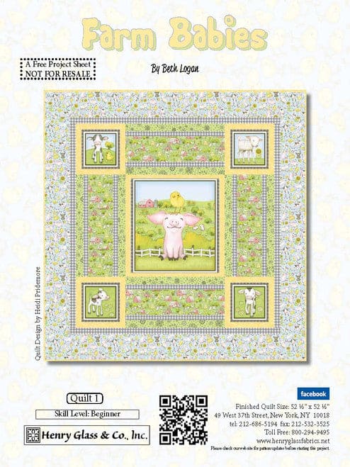 Farm Babies - Tossed Bunnies - Yellow - Animals - Per Yard - by Beth Logan for Henry Glass - FARMBABIES Q-556-44