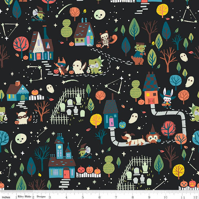 Tiny Treaters - Spooky Search - Teal - Per Yard - by Jill Howarth for Riley Blake Designs - Halloween - C10484 TEAL