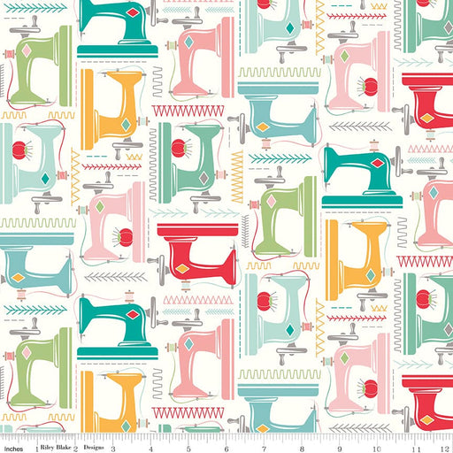 My Happy Place - Home Decorator Fabric - Sewing Machines Cloud - per yard - Lori Holt for Riley Blake designs - 57/58" wide - HD11210-Decorator Fabric-RebsFabStash