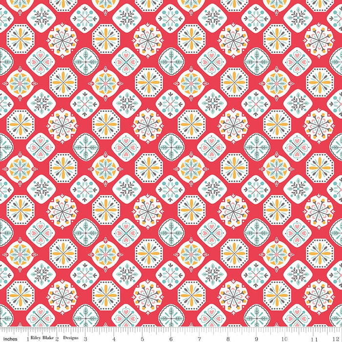 My Happy Place Home Decorator Fabric Red Medallions by Lori Holt at RebsFabStash