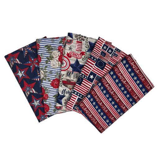 NEW! Heart of America - PROMO Half Yard Bundle - (5) 18" X 43" pieces - by Loni Harris for 3 Wishes