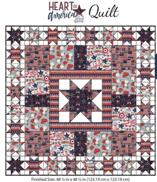 NEW! Heart of America Quilt KIT - Fabric by Lori Harris for 3 Wishes - finished size 48 1/2" x 48 1/2"-Quilt Kits & PODS-RebsFabStash