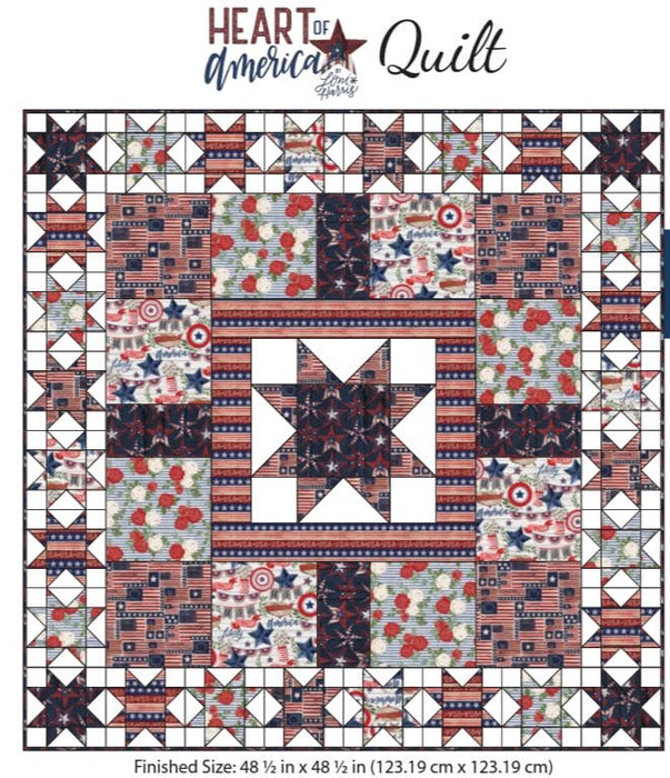 NEW! Heart of America Quilt KIT - Fabric by Lori Harris for 3 Wishes - finished size 48 1/2" x 48 1/2"