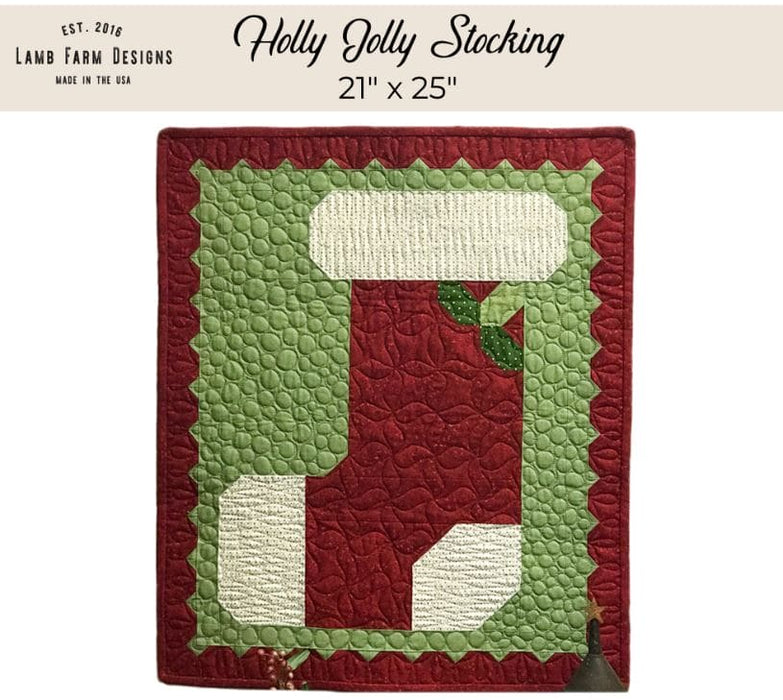 Holly Jolly Stocking - PATTERN by Jennie Jo Lamb of Lamb Farm Designs - Quilt size 21" x 25"-Patterns-RebsFabStash