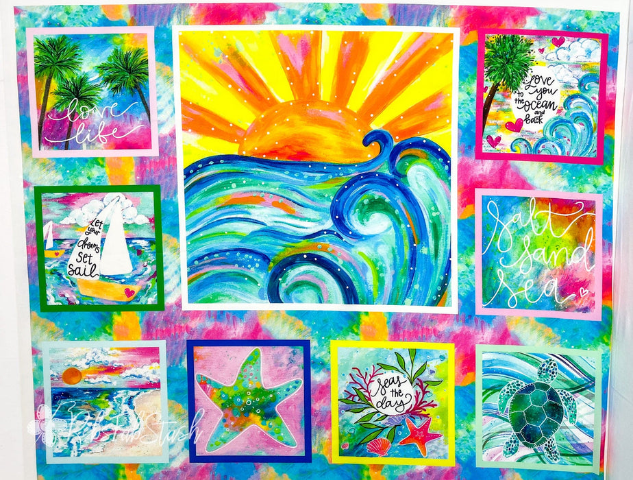 NEW! Seas the Day - PROMO HALF YARD Bundle + Panel! (5) 18" x 43" Half Yards + the 36" Sea Panel - by Bethany Joy for 3 Wishes - Digital Prints