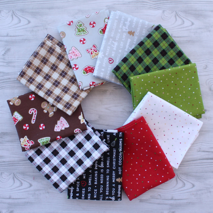 We Whisk You a Merry Christmas - PROMO Fat Quarter Bundle (11) or (10) 18" x 21" pieces - Kim Christopherson - Kimberbell Designs - Maywood