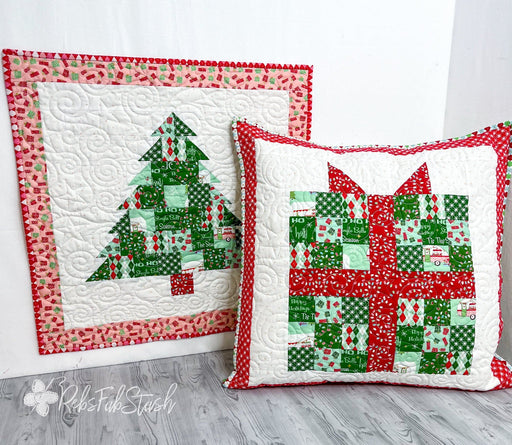 Patchwork Tree & Present Mini Quilt KIT - Patterns & Fabric (Christmas Adventure) by Beverly McCullough - 24" x 24" Finished Size-Quilt Kits & PODS-RebsFabStash