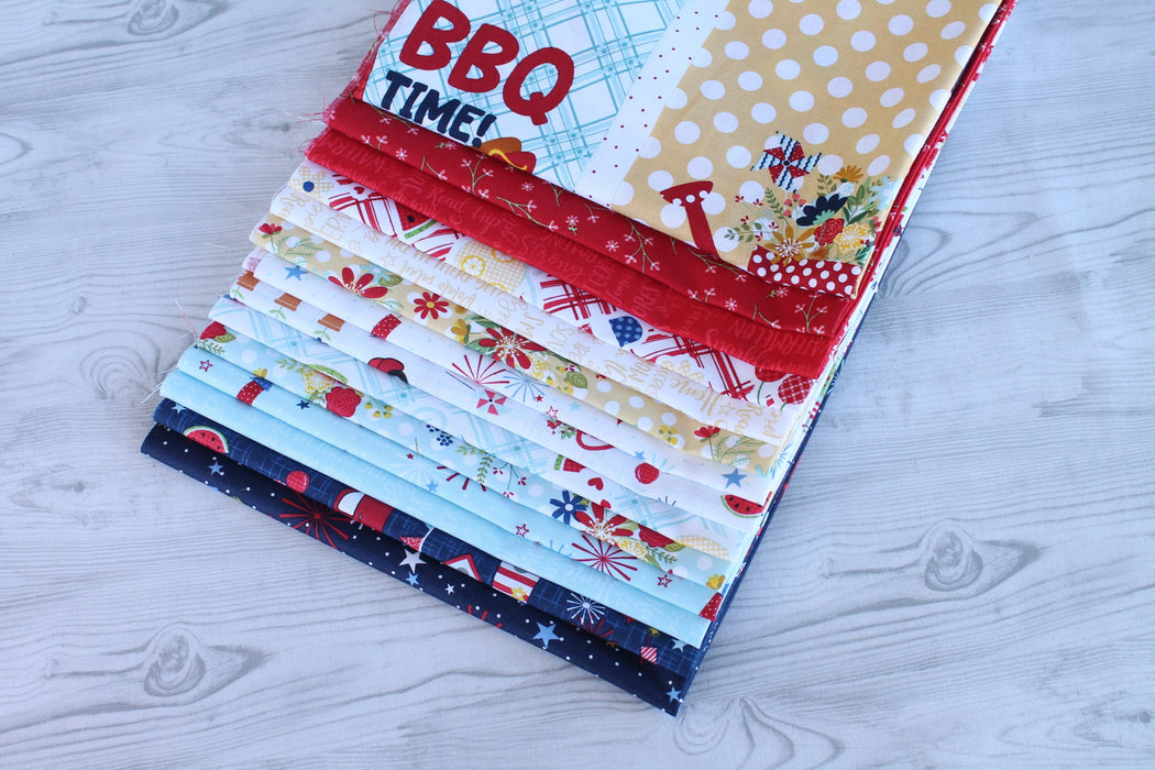 Red, White, & Bloom - PROMO Fat Quarter Bundle - (13 + Panel Option) 18" x 22" pieces - by Kimberbell for Maywood Studio