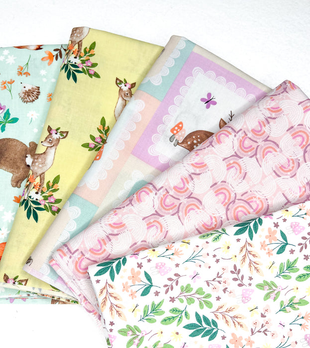 NEW! Woodland Wander-Pink - PROMO 1 Yard Bundle - (5) 1 yard pieces - by Jo Taylor for 3 Wishes