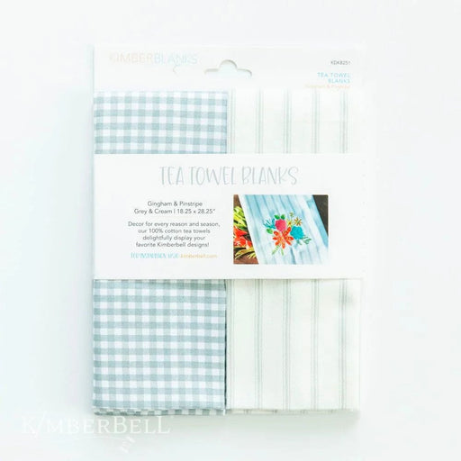 Tea Towel Blanks - by Kimberbell Designs - Set of 2 - Gingham & Pinstripe - Grey/Cream - 18.25" x 28.25" - KDKB251-Buttons, Notions & Misc-RebsFabStash