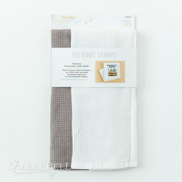 Tea Towels Blanks - by Kimberbell Designs - Waffle Weave - White & Gray - KDKB259
