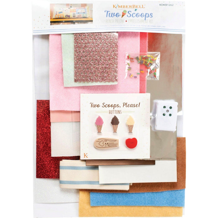 Two Scoops - Bench Pillow - EMBELLISHMENT KIT - by Kimberbell for Maywood Studio - KDKB1262-Patterns-RebsFabStash
