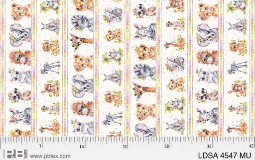 NEW! Little Darlings Safari Animals - Border Print - Per Yard - by Sally Walsh - P&B Textiles - Multi - LDSA 4547 MU-Yardage - on the bolt-RebsFabStash