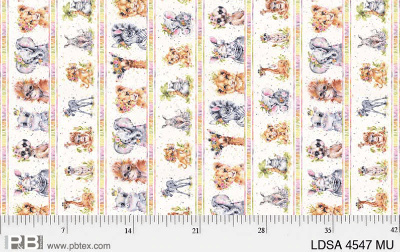 NEW! Little Darlings Safari Animals - Border Print - Per Yard - by Sally Walsh - P&B Textiles - Multi - LDSA 4547 MU-Yardage - on the bolt-RebsFabStash