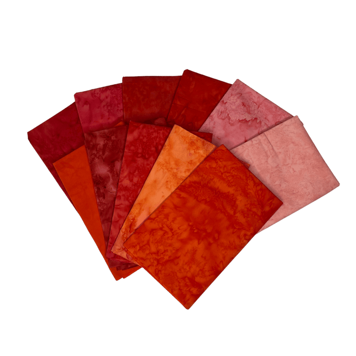 Lava Solid Batik PROMO Fat Quarter Bundle - FIRE - (11) 18" x 21" pieces - Anthology - Batik Basics