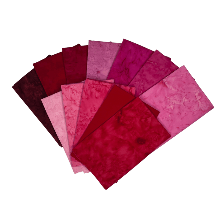 Lava Solid Batik PROMO Half Yard Bundle - LOVEABLE - (12) 18" x 43" pieces - Anthology - Batik Basics