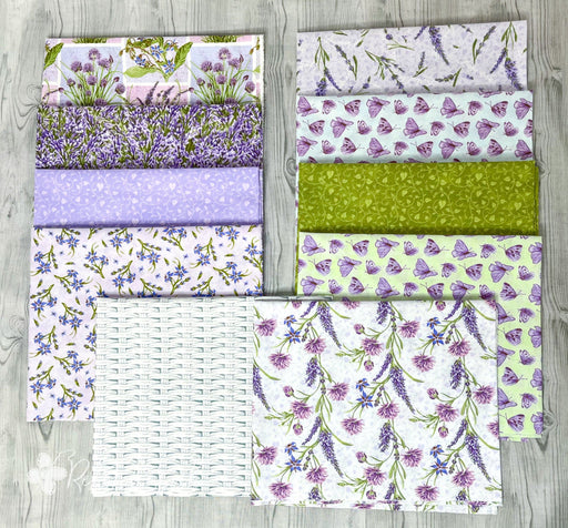 NEW! Lavender Garden - PROMO Fat Quarter Bundle + PANELS! - (10) FQ's + (2) 24" x 43" Panels! - by Jane Shasky for Henry Glass-Fat Quarters/F8s/Bundles-RebsFabStash