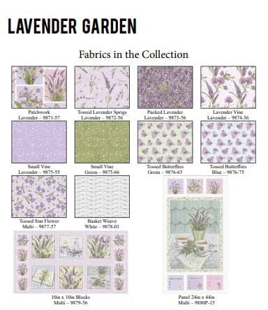 NEW! Lavender Garden - PROMO HALF YARD Bundle + PANELS! - (10) Half Yards + (2) 24" x 43" Panels! - by Jane Shasky for Henry Glass