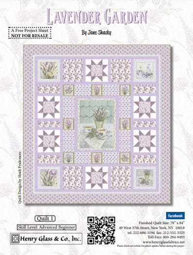 Lavender Garden - QUILT KIT - Pattern by Heidi Pridemore - Features Lavender Garden Fabric by Jane Shasky for Henry Glass - 78" x 84"-Quilt Kits & PODS-RebsFabStash